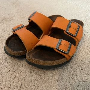 Size 38 orange Birkenstock Arizona sandals
